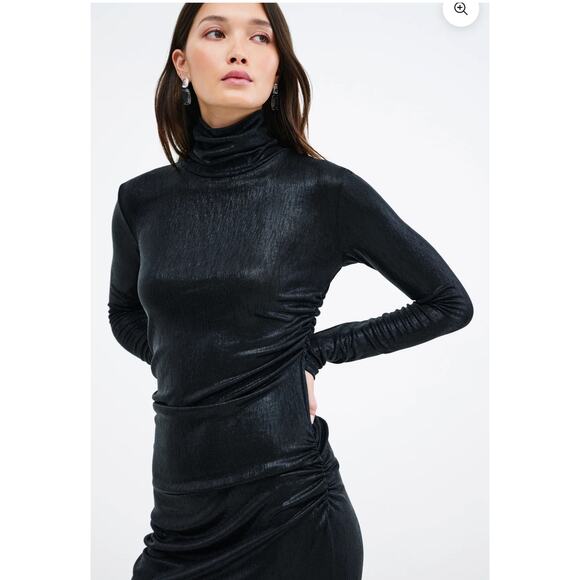 Marcella Baxter Metallic Shimmer Turtleneck Turtleneck Stretch Maxi Dress - XS - Picture 2 of 10